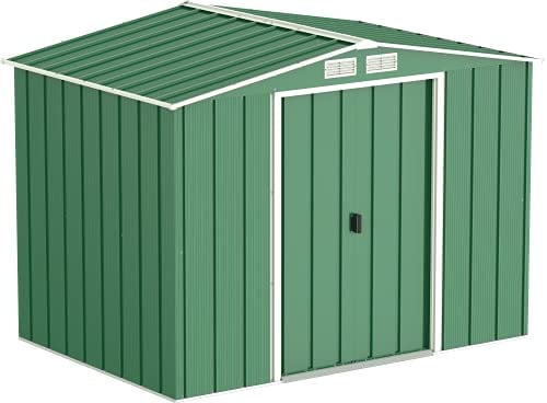 Duramax ECO 8 x 6 (4.37 m²) Metallgerätehaus, feuerverzinktes Metall gerätehaus - Geräteschuppen, verstärkte Dachkonstruktion, wartungsfreier und wetterfester Metallschuppen, Grün