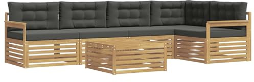 vidaXL Outdoor-Sofagarnitur 6 pcs Weiß und Anthrazit Polyester, Patio Ecksofa, modernes Lounge-Set für draußen, wetterfestes Gartenmöbel für die Terrasse, Bequeme Sitzgelegenheit