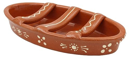 Traditionelles Portugiesisch Ton Terracotta Wurst Bräter N. 1 Small Orange
