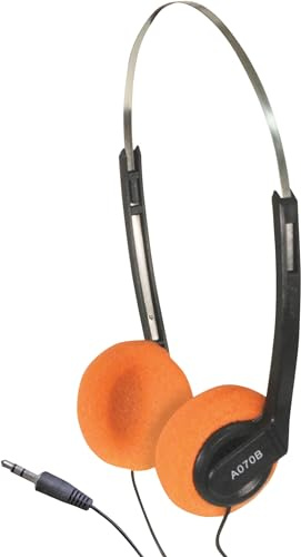 SoundLab Lightweight School Office Stereo Headphones - Orange