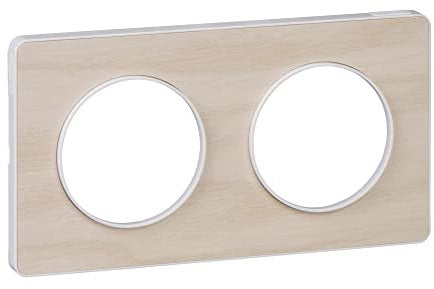 Schneider Electric - Odace Touch, plaque Bois nordique liseré Blanc 2 postes horiz./vert. 71mm - S520804M