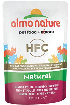 almo nature HFC Natural Katzenfutter nass - Thunfisch und Huhn, 24er Pack (24 x 55 g)