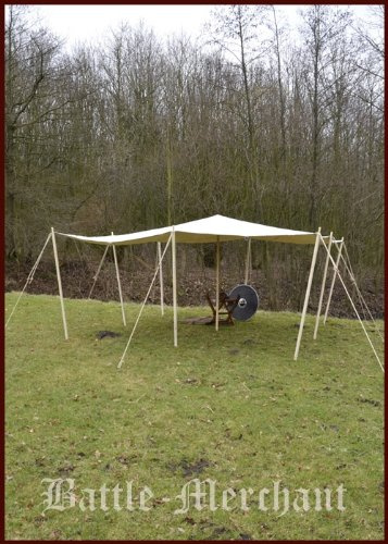Battle-Merchant Hochwertige reißfeste Lagerplane/Sonnensegel mit Dreieckringen, 350g/m², naturfarben LARP Verschiedene Größen (Größe 4 x 5 m)