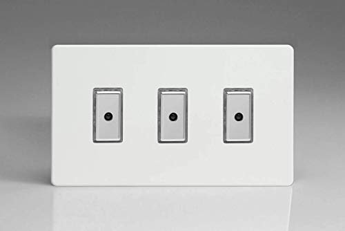 Varilight Eclique 2 3-Gang 1-Way Remote/Tactile Touch Control Master LED Dimmer Light Switch 3 x 0-100W (Max 10 LEDs) Premium White JDQE103S
