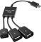 OcioDual Adaptador OTG, Cable Negro de Micro USB a Doble Puerto USB 2.0 Tipo A y Conector de Energía para Smartphones y Tablets con Función On The Go, Teclados, Ratones, Udisks