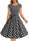 Dressystar Damen Vintage 50er Cap Sleeves Dot Einfarbig Rockabilly Swing Kleider Schwarz Weiß Dot B XL