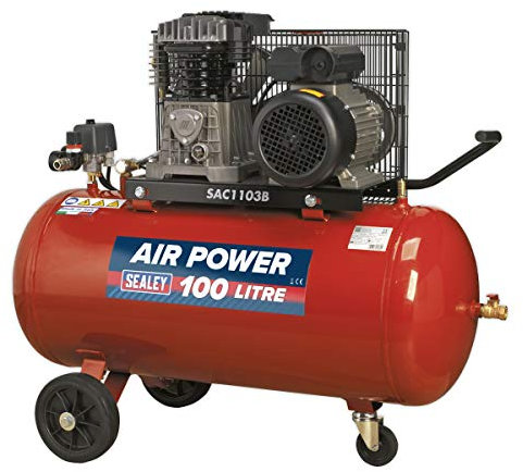 Sealey Sac1103B Compressor 100Ltr Belt Drive 3Hp With Cast Cylinders And Wheels