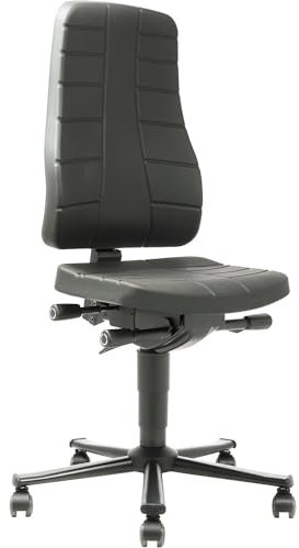 bimos Arbeitsdrehstuhl mit Ergonomiefunktionen - mit Rollen - PU-Schaum, schwarz - Arbeitsdrehstuhl Arbeitsstuhl Drehstuhl Stuhl