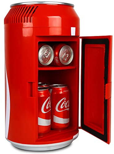 Coca-Cola Coke Mini Fridge For Bedrooms 5.4L Cool Box 8 Can Table Top Fridge Small Mini Fridges For Snacks Lunch Food Drinks Beverages RV Camping Car & Travel 12v Portable Personal Cooler by, Red