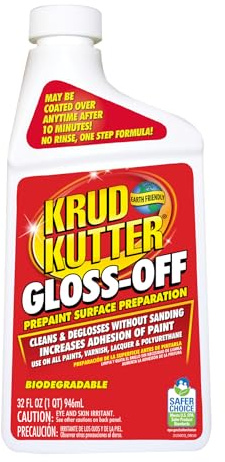 Krud Kutter Gloss-Off Prepaint Surface Preparation Cleaner, 32 oz, No Sanding Liquid Deglosser for Cabinets, Trim, Doors and Furniture, Removes Dirt Grease and Gloss for Paint Adhesion