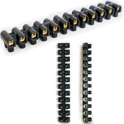 10x 12 Way 30A Black Terminal Twin Block - Connector Choc Strip - Wire Power Cable Joiner Coupler Flex - Earth Block