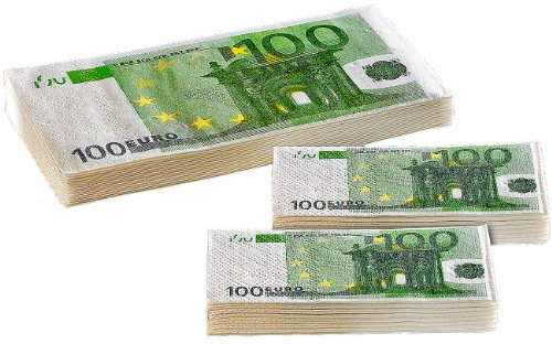 PEARL Scherzartikel: Imponier-Set 20 Taschentücher & 10 Servietten im 100-Euro-Design (Party-Scherzartikel, Geschenk-Artikel, Fasching)