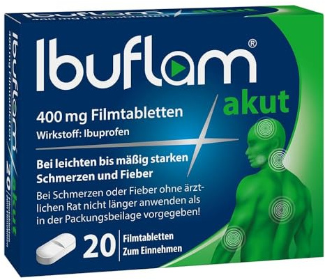 Ibuflam® 400 mg Ibuprofen Schmerztabletten | 20 Stück | Schnelle Wirkung bei Schmerzen, Fieber & Erkältung