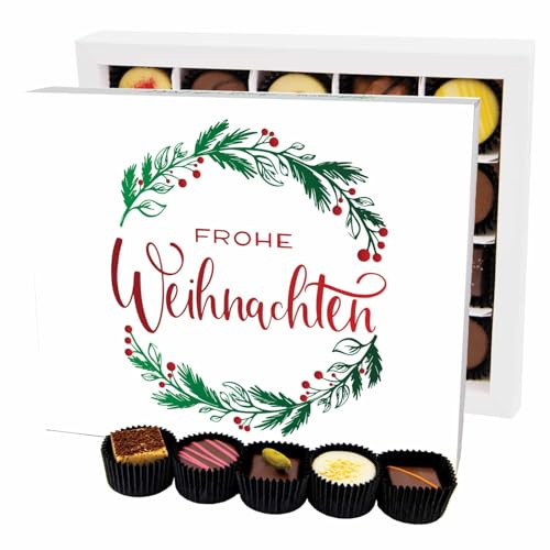 Hallingers Genuss Manufaktur Pralinen Weihnachts-Geschenk - ohne Alkohol, handmade aus Confiserie-Edelkakao in wertiger XL-Geschenkbox Frohe Weihnacht..., Weihnachten für Frauen Männer