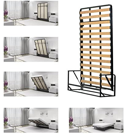 Wallbedking - Murphy Bed - Classic Vertical Wallbed - Fold Up - Space Saving Folding Bed Frame - Pull Down - 150cm x 200cm