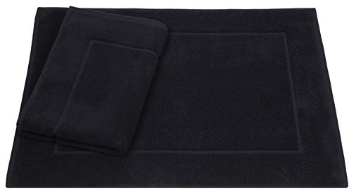 Betz 2 Stück Badvorleger Badematte Badteppich Duschvorleger Frottee Premium Größe 50x70 cm 100% Baumwolle Qualität 650g/m² Farbe schwarz