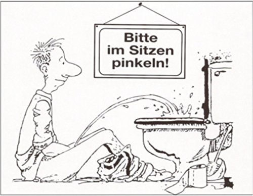 Aufkleber Bitte im Sitzen Pinkeln 110 x 150 mm, Weiße PVC-Folie, Selbstklebend, Witterungs- und UV-beständig