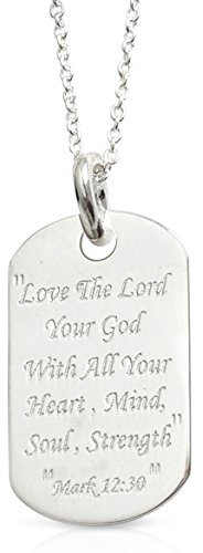 LJ Designs Dog-Tag-Halskette, mit Gravur Love The Lord, Sterling-Silber 925, christliches Geschenk, inklusive Schmuckbox, 00335
