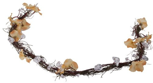 Blumengirlande/Dekogirlande/Tischdeko WEIDE braun/Hortensie apricot mit Deko Kristallen, 100 cm