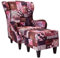 Supellex Ohrensessel »Sofia«, Design Patchwork, floral, rot (Design-Nr.: 5031), wahlweise mit Hocker