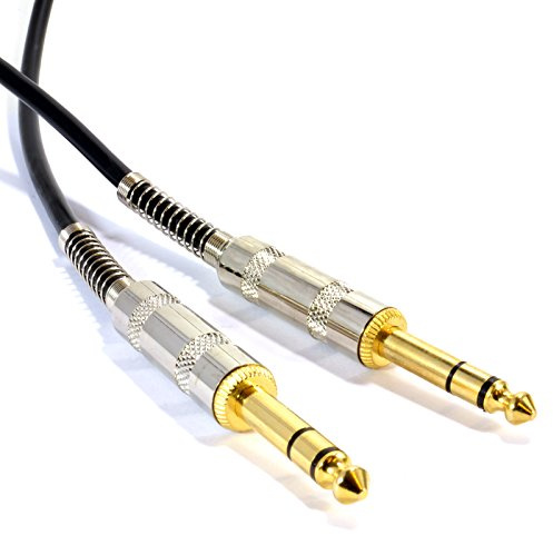 kenable Stereo Jack Cable 6.35mm TRS to TRS Balanced Audio Lead Gold Plated Metal Plugs Black 0.5m