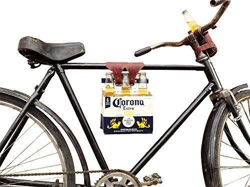 Hide & Drink Sechserpack-Fahrradrahmenhalter (Fahrrad-Bierträger) handgemacht (Bourbon Braun)