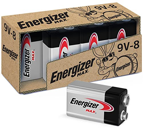 RIIMUHIR Energizer Max 9V Batteries, Premium Alkaline 9 Volt Batteries (8 Battery Count)