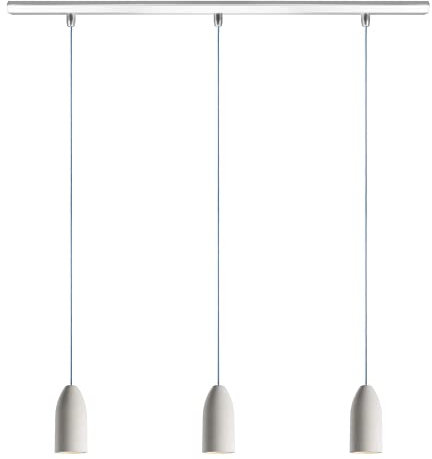 Buchenbusch urban design 3er Hängelampe light edition, Industrie Deckenlampe mit Textilkabel Light Blau, Beton Pendelleuchte, Lampe hängend modern