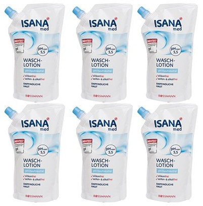 ISANA med Waschlotion Nachfüllbeutel 500 ml, 6er Pack(6x500 ml)