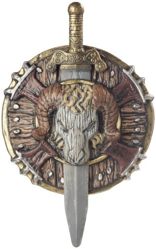 KULTFAKTOR GmbH Barbaren Schild und Schwert mit Widderschädel braun-grau 50cm Einheitsgröße
