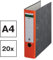 Centra Standard-Ordner, Wolkenmarmor, 20er Pack, Recycling, Blauer Engel, LGA Zertifikat, A4, 8 cm breit, bis zu 600 Blatt (80 g/m²), Kantenschutz, Griffloch, orange, 220126
