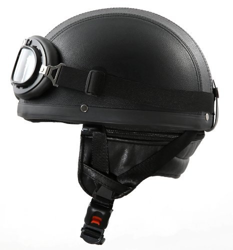 ATO Moto Oldtimer Motorradhelm + Brille mit Leder bezogen Größe: M 57/58cm