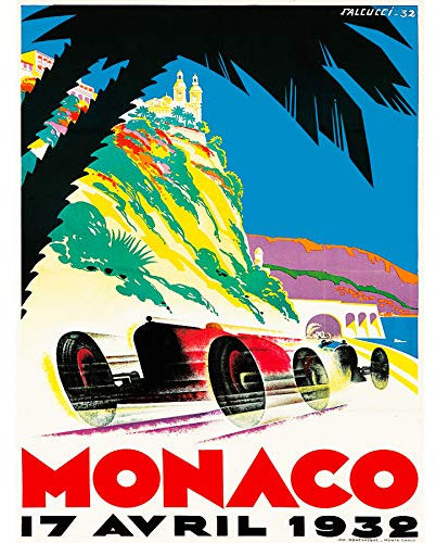 Wee Blue Coo Prints Sport Advert Monaco Grand Prix Motor Race 1932 Monte Carlo Poster 30X40 cm 12X16 IN Print Werbung Großartig Rennen