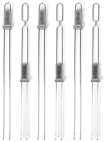 BBQ-AID Premium Barbecue Metal Skewers for Kabobs with Quick Release - Double Pronged, Stainless Steel Metal Skewer for Grilling - Shish Kabob Sticks, Veggies & More