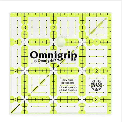 Omnigrip Quadratisches Lineal, 8,9 cm, klares Quilt- und Nählineal