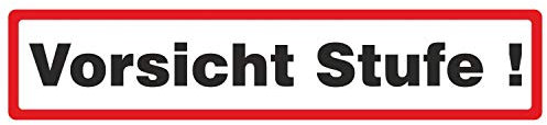 Vorsicht Stufe Aufkleber 20x4 cm – Warnhinweis Sticker für Treppen & Absätze – wetterfest UV-beständig selbstklebend – Sicherheitsaufkleber Büro Firma Innen Außen