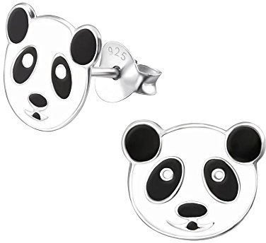 Laimons Mädchen Kids Kinder-Ohrstecker Ohrringe Kinderschmuck Pandabär panda Bär schwarz weiß aus Sterling Silber 925