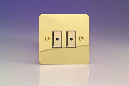 Varilight 2-Gang 1-Way Remote/Tactile Touch Control Master LED Dimmer Light Switch 2 x 0-100W (Max 10 LEDs) Polished Brass JFVE102