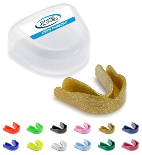 GAME GUARD - Protège-dents pour la boxe, le rugby, le hockey, le karaté, le taekwondo/protège dent pour enfant, junior de 8, 9, 10, 11, 12 ans. Approuvé CE - Protège leurs dents et leurs (Or)