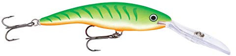 Rapala - Deep Tail Dancer Angelköder - Angelzubehör aus Balsaholz - Stabile Tauchschaufel - Süßwasser Spinnköder - Lauftiefe 6m - Fischköder 9cm, 13g - Hergestellt in Estland - Green Tiger