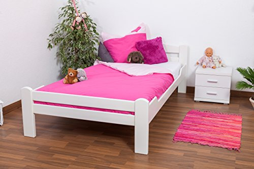 Jugendbett Easy Premium Line K4, 120 x 200 cm Buche Vollholz massiv weiß lackiert