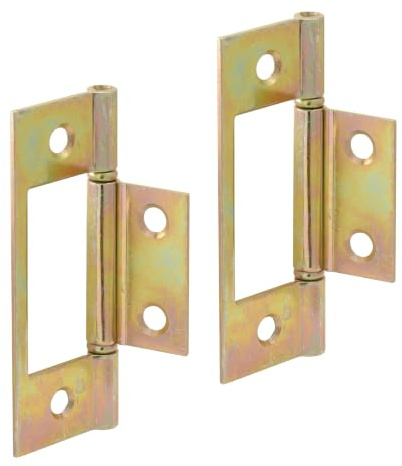 Prime-Line N 6656 Bi-Fold Door Hinges, Non-Mortise Style, Brass Plated (2 Pack)