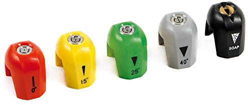 Sun Joe 5-Pack Quick-Connect Pressure Washer Spray Tips, Nozzle Attachment Set with 0,15, 25, 40 Degree & Soap Tip - Portable Power Attachments and Accessories for SPX Washing Machines, SPX3000-TPS