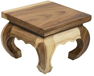 Kleiner Opiumtisch 25x25x20 cm Massivholz Handarbeit, Natur. Als Beistelltisch, Hocker oder Tisch für Pflanzen.