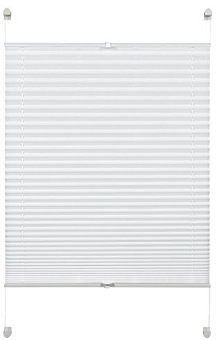 Deco Company Plissee zum Klemmen, Blickdichtes Faltrollo, Alle Montage-Teile inklusive, Plissee verspannt mit zwei Bedienschienen, Weiß, 110 x 130 cm (BxH)