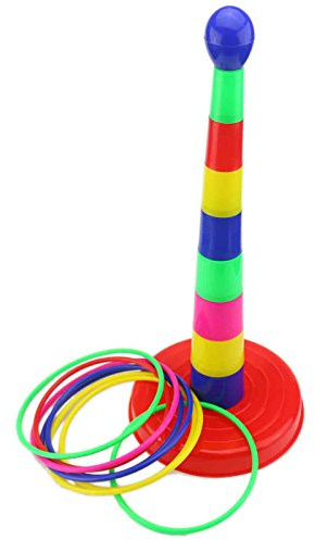 Ogrmar 18 Colorful Plastic Sport Ring Toss Game Set for Kids