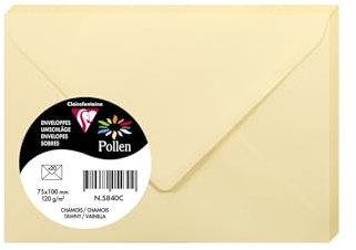 Clairefontaine 5840C - Packung mit 20 Umschläge Pollen, 7,5x10cm, 120g, Chamois, ideal für Ihre Einladungen und Korrespondenz, 1 Pack