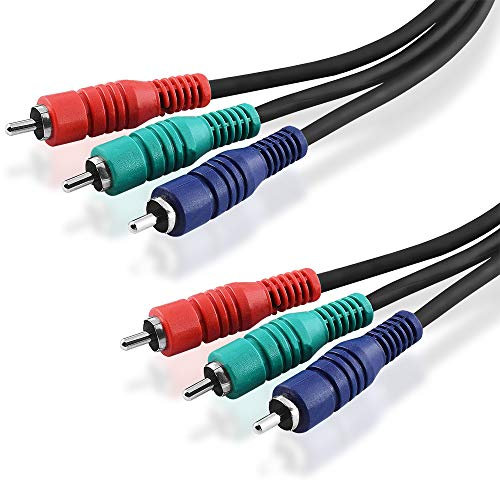BestPlug 5 Meter RGB Video Kabel, 3 Cinch Stecker auf 3 Chinch Stecker, geeignet für HD FullHD, Schwarz
