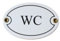 WC Toillete Emaille Schild WC 7 x 10,5 cm Emailschild Oval (ohne Holzrahmen)