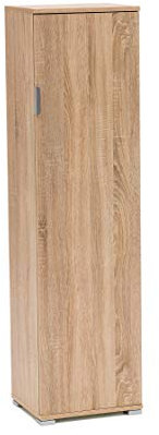 MeMi Me207BIA armadietto con anta , porta scope. Già montato, Legno, Rovere Sonoma, 151 x 33 x 40